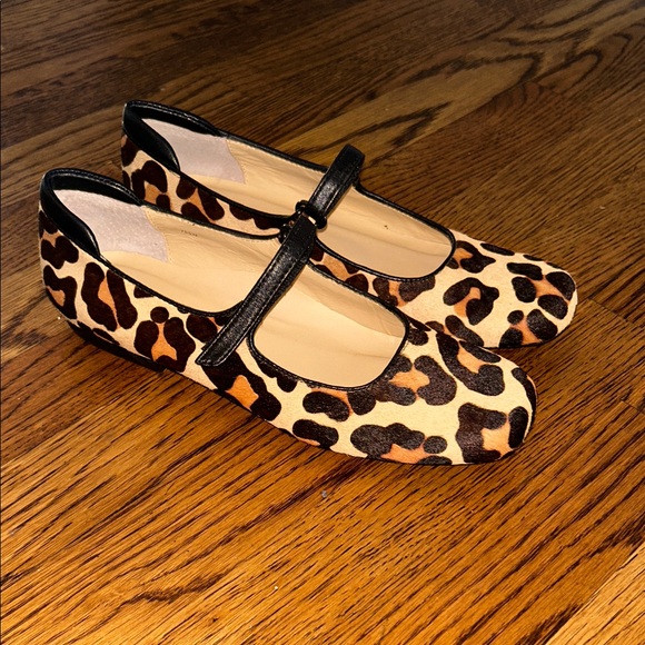 Van Eli Shoes - Van Eli Calf Hair Leopard Print Mary Jane Flats with Black Trim